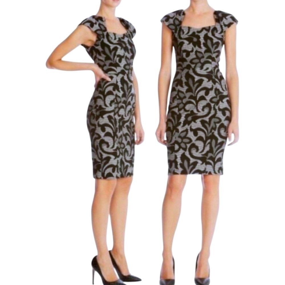 Karen Millen Grey Black Lace Effect Dress